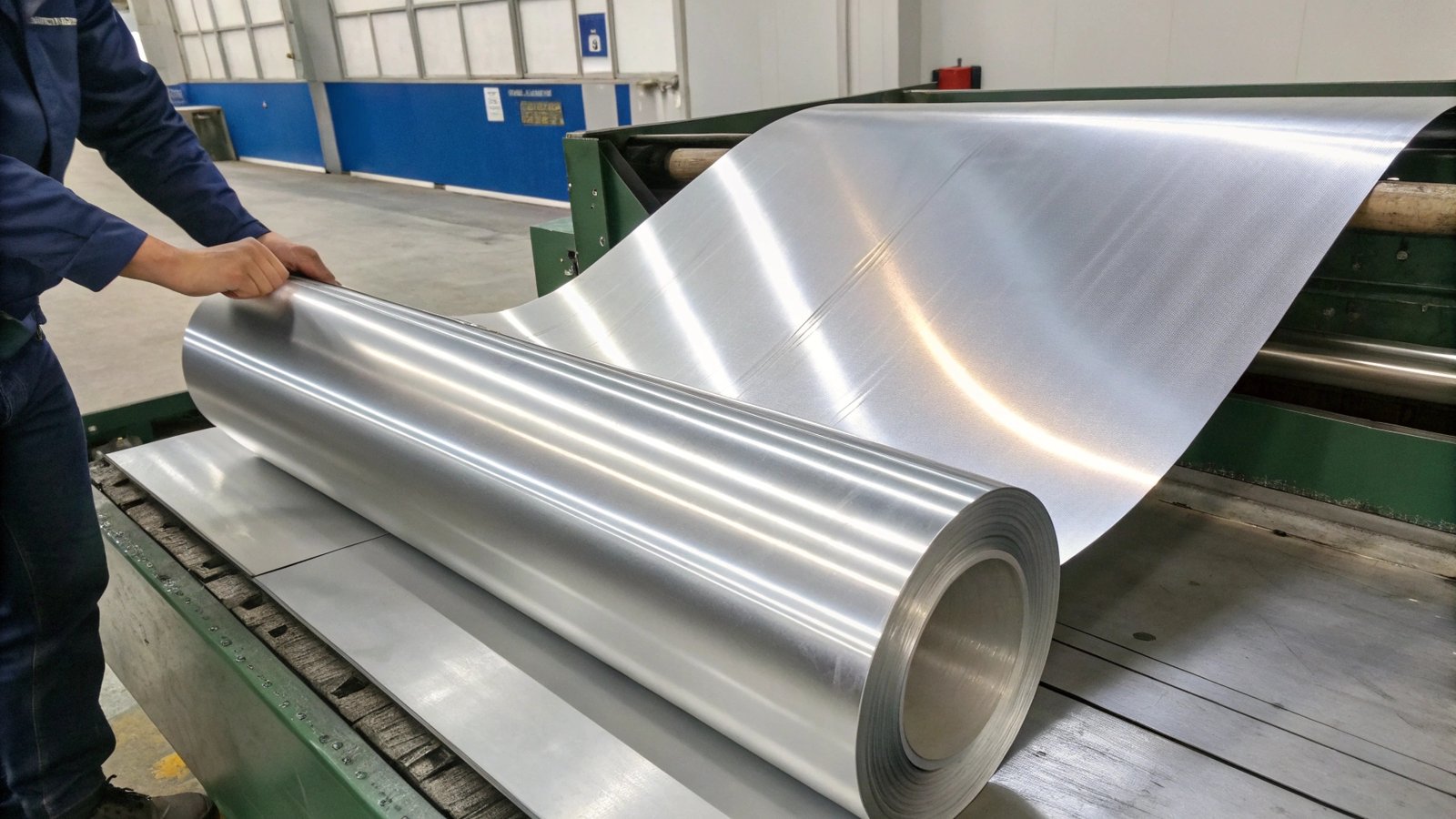 A diagram showing the grain structure of 3003 aluminum becoming elongated and compressed during rolling, representing work hardening.