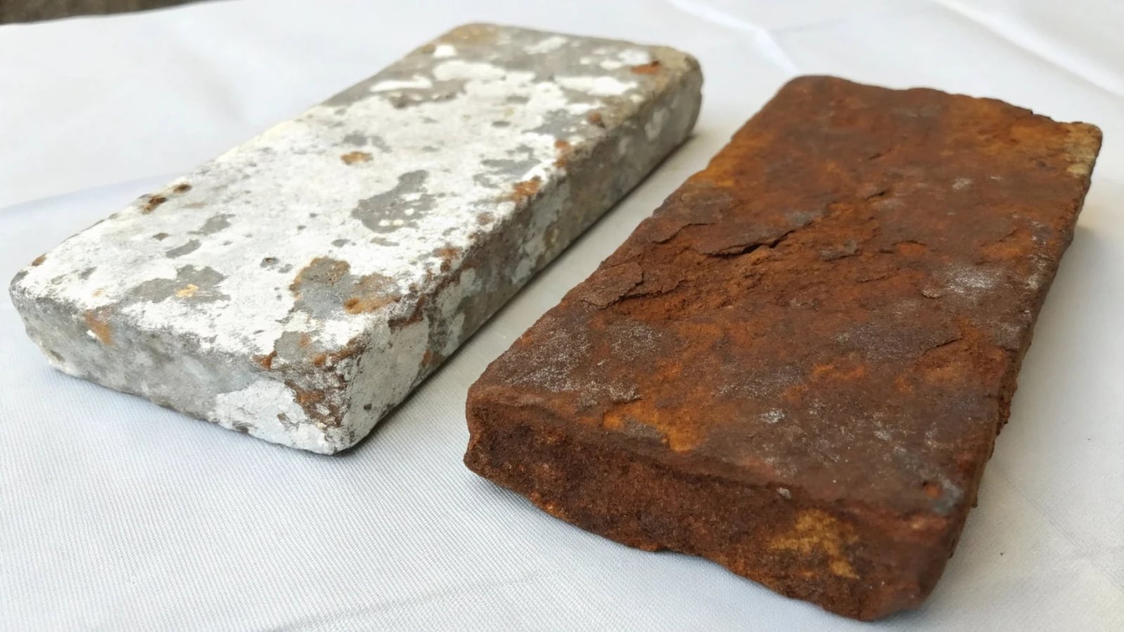 An image showing a heavy, dark gray steel gear next to a lightweight, bright silver aluminum gear of the same size.