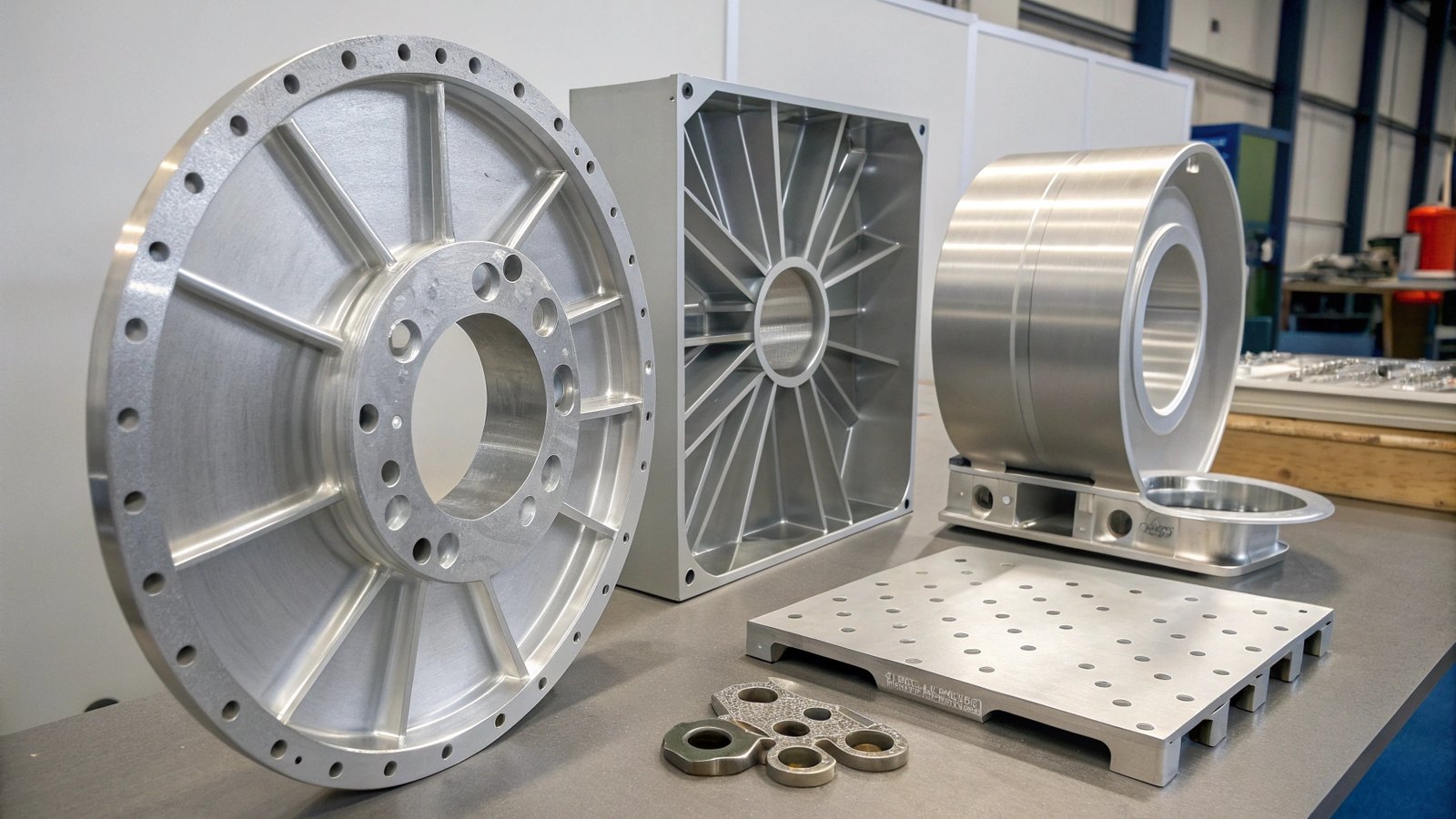 A solid, rigid structural beam made from 6061-T6 next to a bent and curved boat hull panel made from 5052.